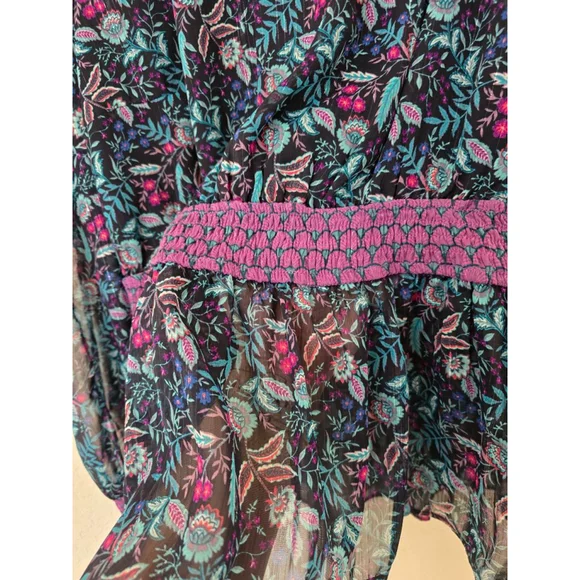 City Chic Analise Floral Smocked Top Size 14 - Picture 4 of 9